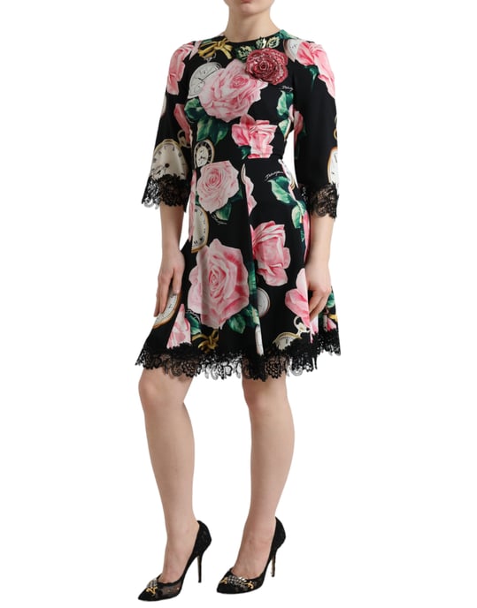 Rosen Taschenuhr Kleid A-Linie Mini Kleid - Image 2