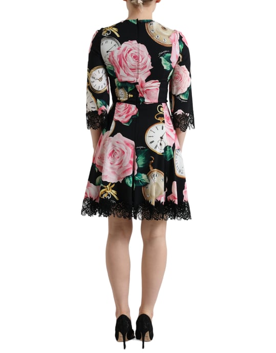 Rosen Taschenuhr Kleid A-Linie Mini Kleid - Image 3