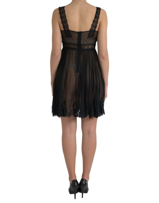 Dolce & Gabbana Spitzenbesetztes Mini-Nachthemd - Schwarz - Image 3