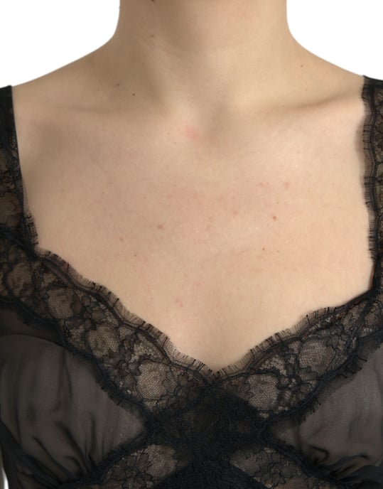 Dolce & Gabbana Spitzenbesetztes Mini-Nachthemd - Schwarz - Image 4