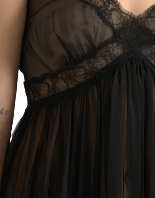 Dolce & Gabbana Spitzenbesetztes Mini-Nachthemd - Schwarz - Image 5