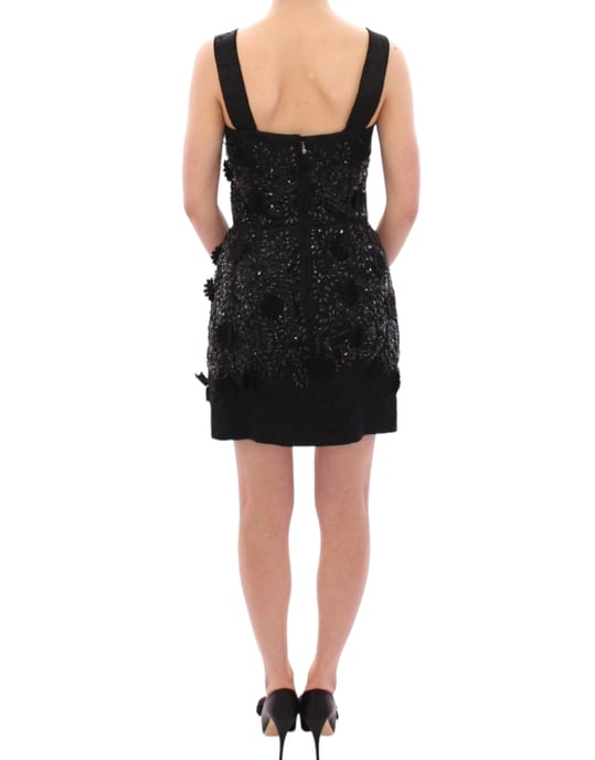 Verziertes Mini-Kleid Schwarz Mit Perlen - Image 3