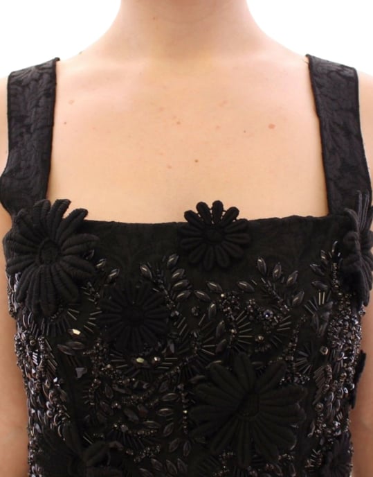 Verziertes Mini-Kleid Schwarz Mit Perlen - Image 4