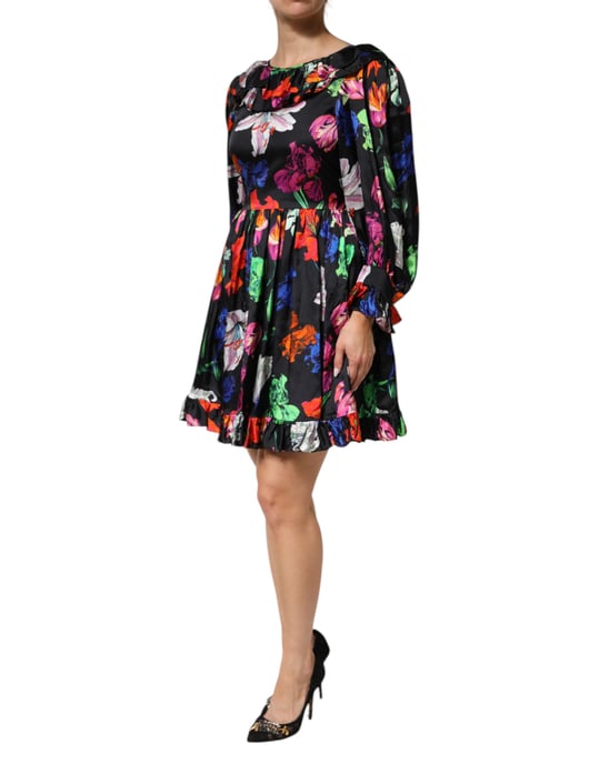 Blumendruck Kleid mit Rüschensaum - Image 3