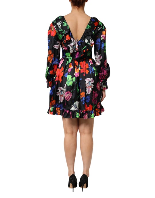 Blumendruck Kleid mit Rüschensaum - Image 4