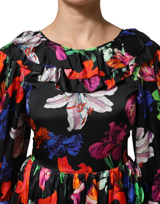 Blumendruck Kleid mit Rüschensaum - Image 5