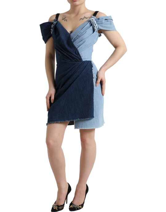 Zweifarbiges Jeans-Minikleid - Image 3