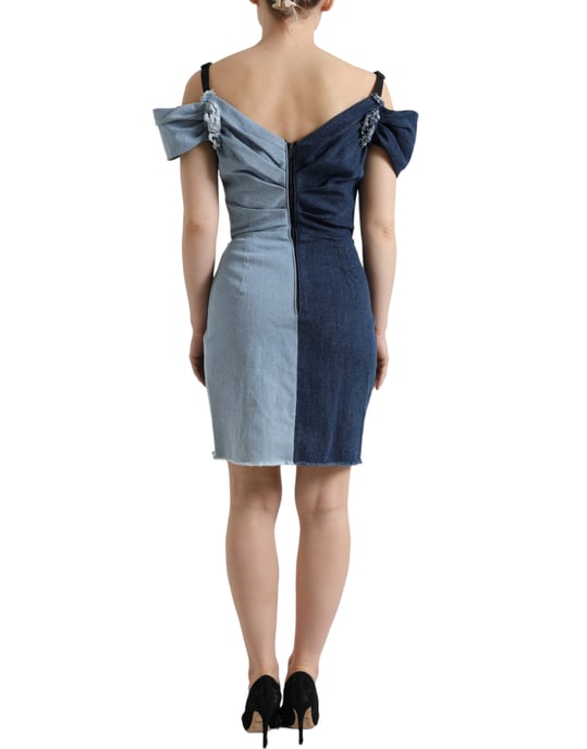 Zweifarbiges Jeans-Minikleid - Image 4