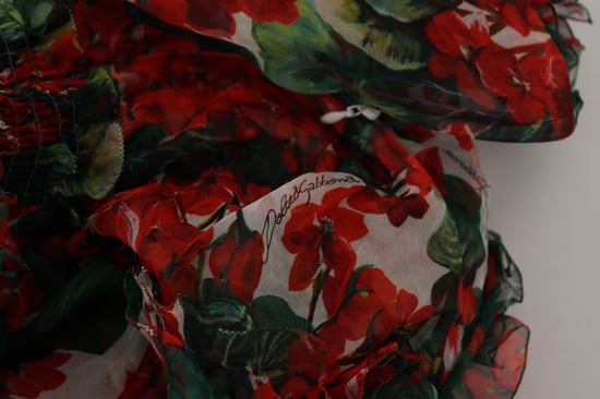 Blumenmuster Minikleid Rot und Grün Geranie - Image 6