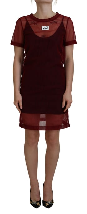 Netz Mini-Kleid Burgunder Stil - Image 1