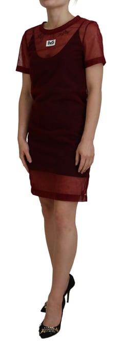 Netz Mini-Kleid Burgunder Stil - Image 2