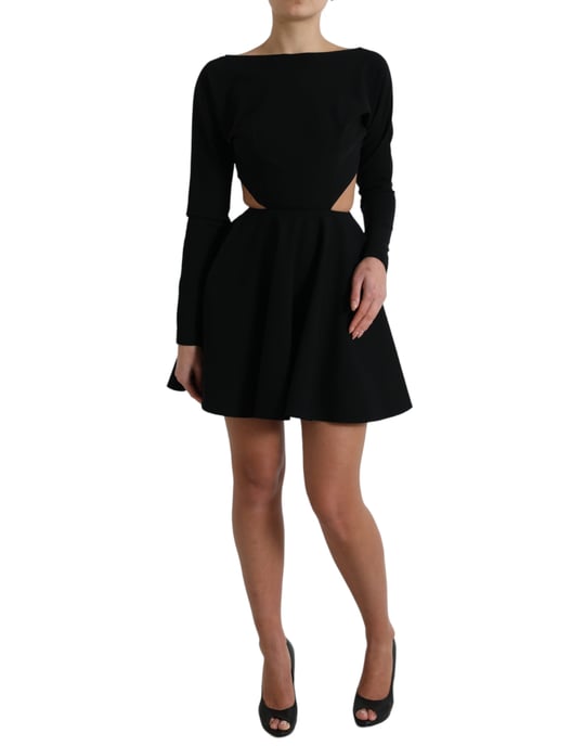 Ausschnitt Mini Kleid mit langen Ärmeln im Skater-Stil - Image 2