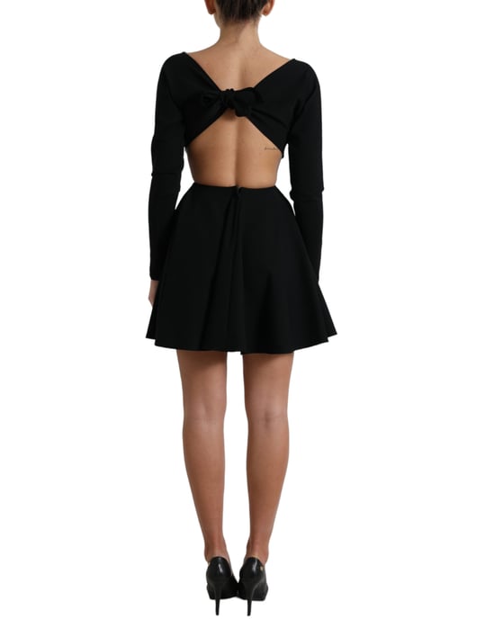 Ausschnitt Mini Kleid mit langen Ärmeln im Skater-Stil - Image 3