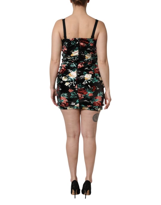 Pailletten Mini Kleid mit floralem Druck - Image 4