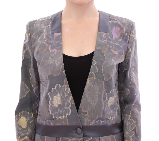 Floral Brokat Blazer mit langen Ärmeln und V-Ausschnitt - Image 4