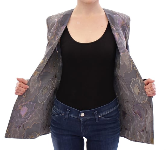 Floral Brokat Blazer mit langen Ärmeln und V-Ausschnitt - Image 6