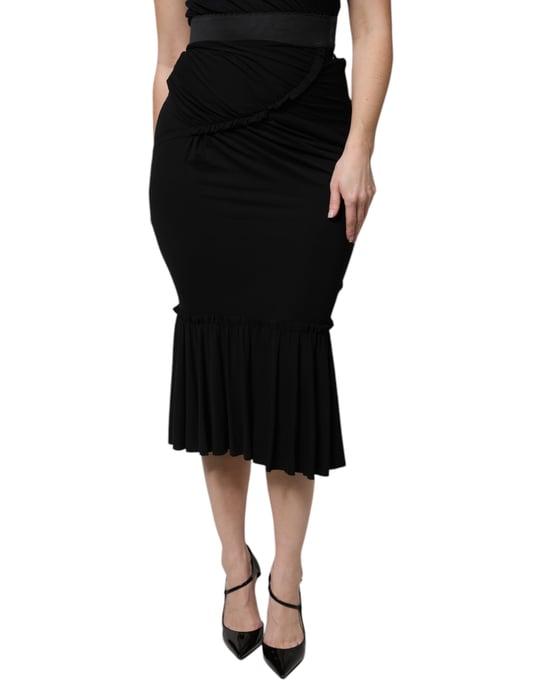 Dolce Gabbana Drapierter Jersey-Midi-Rock - Image 1
