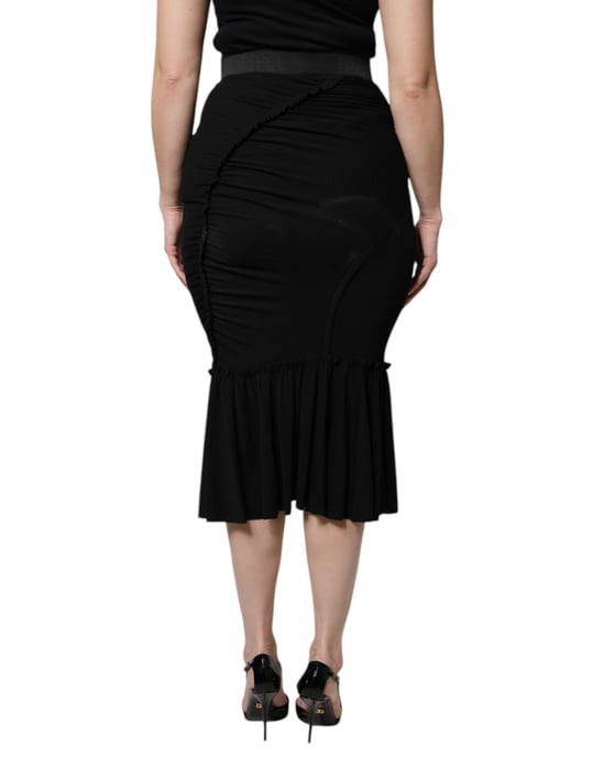 Dolce Gabbana Drapierter Jersey-Midi-Rock - Image 4