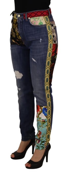 Dolce Gabbana Floral Patch Jeans mit distressed Denim - Image 3