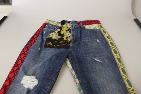 Dolce Gabbana Floral Patch Jeans mit distressed Denim - Image 6