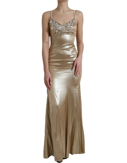 Golden Abendkleid Ärmellos V-Ausschnitt Kleid - Image 1