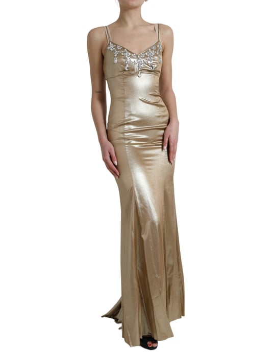 Golden Abendkleid Ärmellos V-Ausschnitt Kleid - Image 2
