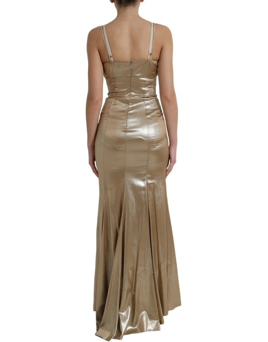 Golden Abendkleid Ärmellos V-Ausschnitt Kleid - Image 3