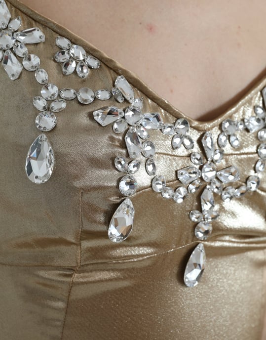 Golden Abendkleid Ärmellos V-Ausschnitt Kleid - Image 5
