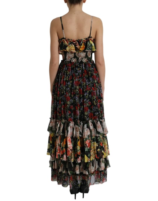 Blumenmuster Maxikleid mit gestuften Rüschendetails - Image 3