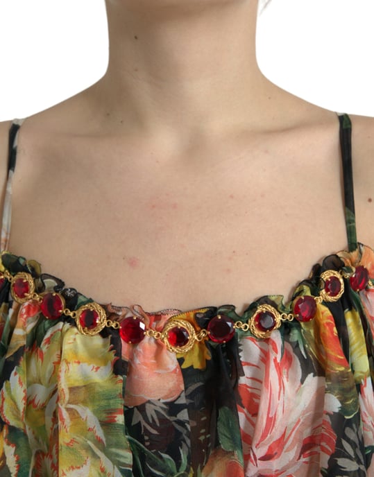 Blumenmuster Maxikleid mit gestuften Rüschendetails - Image 4