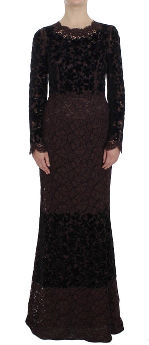 Spitzen-velours Maxikleid mit langen Ärmeln - Image 1