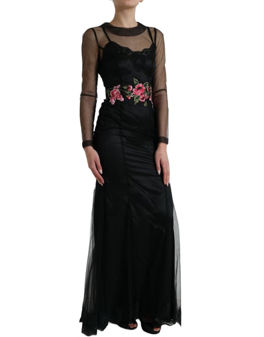 Blumengesticktes Abendkleid Langes Kleid - Image 2
