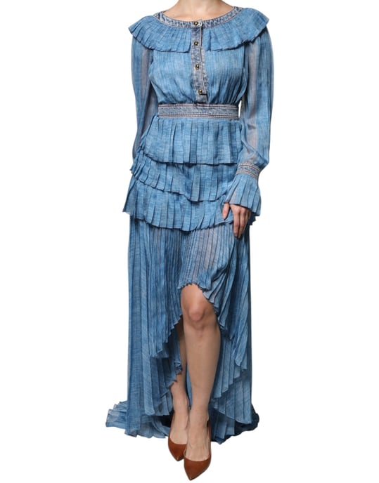 Faltendes Maxi-Kleid mit High-Low-Saum - Image 2