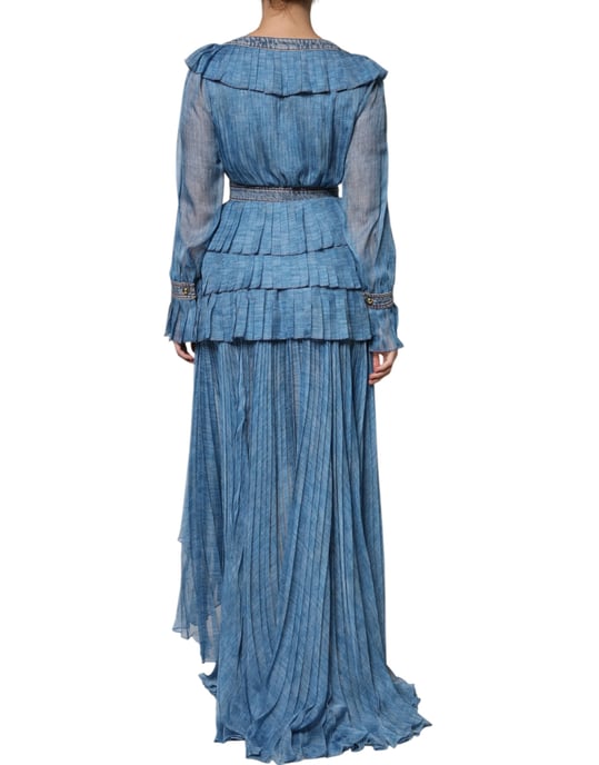 Faltendes Maxi-Kleid mit High-Low-Saum - Image 4