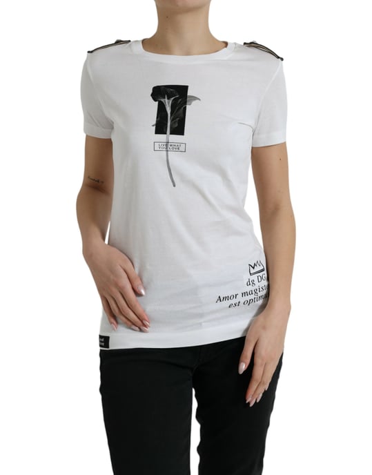 Blumiges Kurzarm Crewneck T-Shirt - Image 1