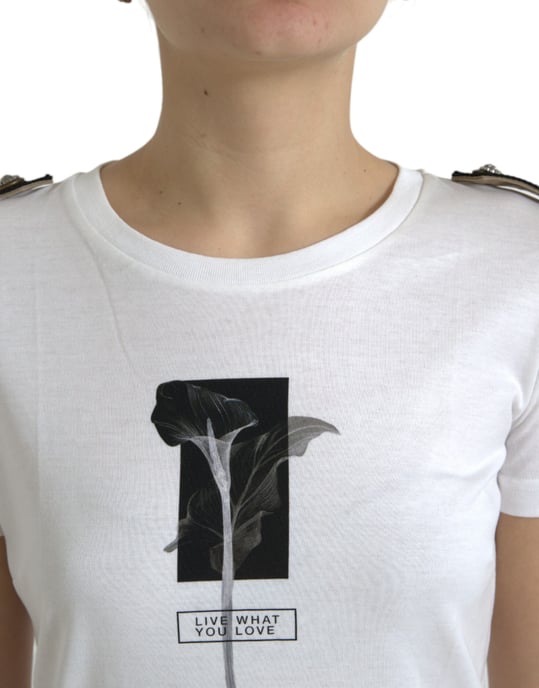 Blumiges Kurzarm Crewneck T-Shirt - Image 4