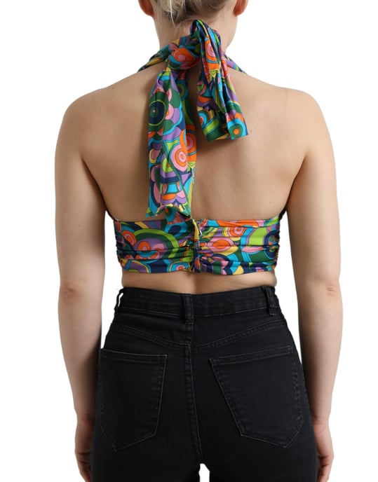 Halter-Neck-Crop-Top mit abstractem Muster - Image 3