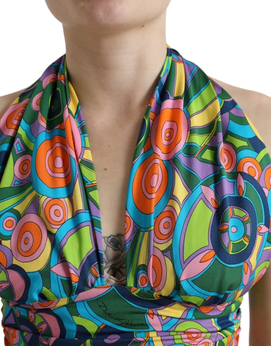 Halter-Neck-Crop-Top mit abstractem Muster - Image 4