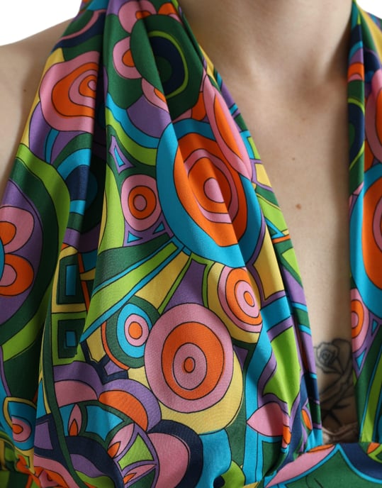 Halter-Neck-Crop-Top mit abstractem Muster - Image 5