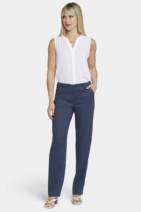 Marilyn Gerade Hose aus Stretch-Leinen | Oxford Marineblau - Image 1