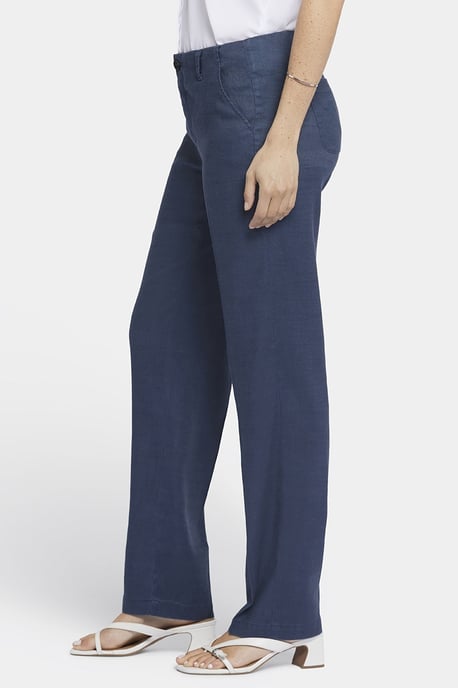 Marilyn Gerade Hose aus Stretch-Leinen | Oxford Marineblau - Image 2