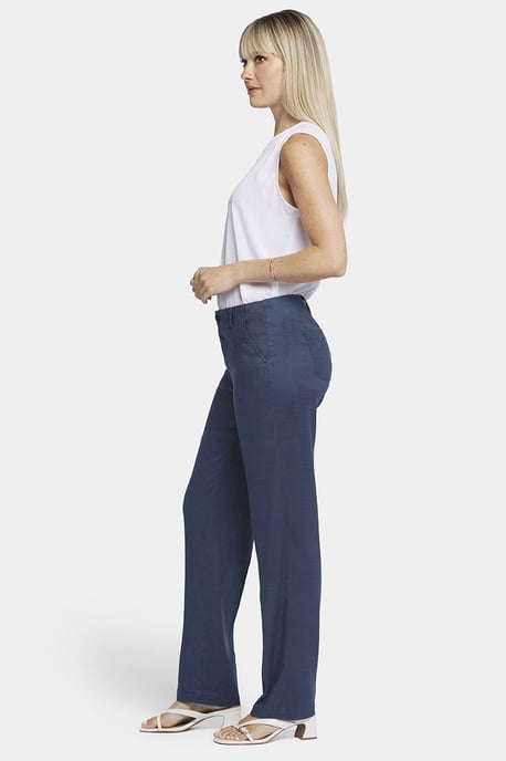 Marilyn Gerade Hose aus Stretch-Leinen | Oxford Marineblau - Image 4