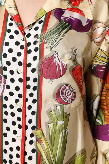 Gemusterte Seidenbluse mit Gemüseprint - Image 6