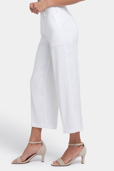 Weite Cargo Capri-Hose aus Stretch-Leinen | Optisches Weiß - Image 2
