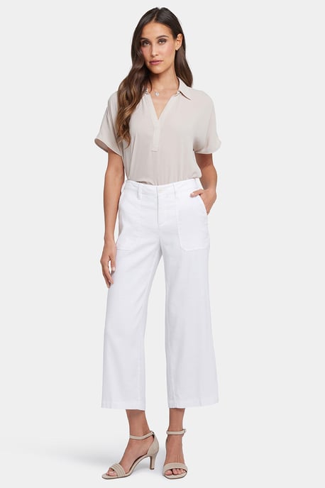 Weite Cargo Capri-Hose aus Stretch-Leinen | Optisches Weiß - Image 3