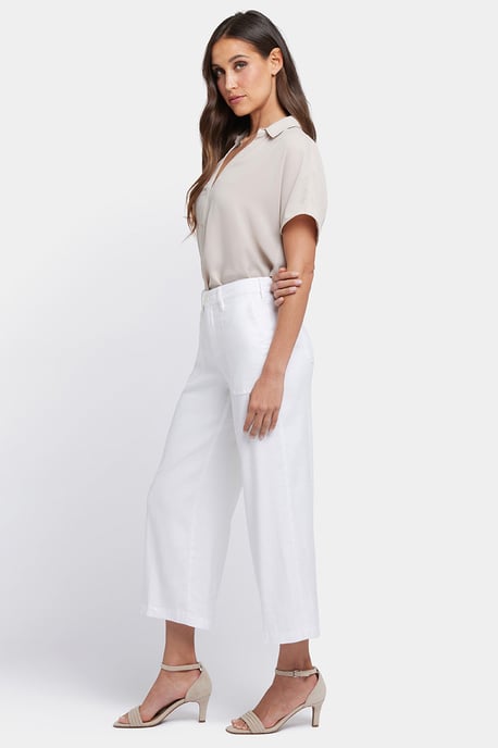 Weite Cargo Capri-Hose aus Stretch-Leinen | Optisches Weiß - Image 4