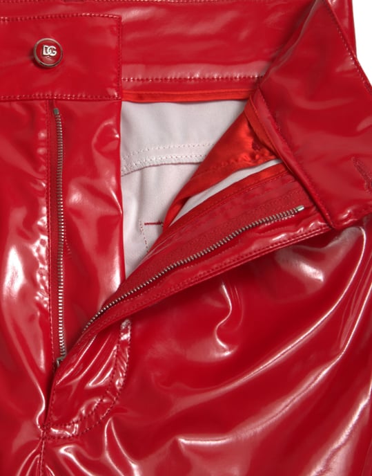 Hochgeschnittene Vinylhose Rot - Image 5