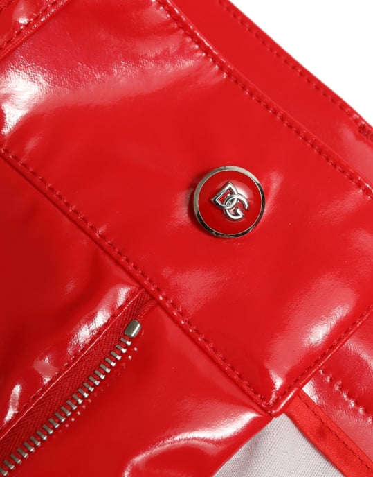 Hochgeschnittene Vinylhose Rot - Image 6