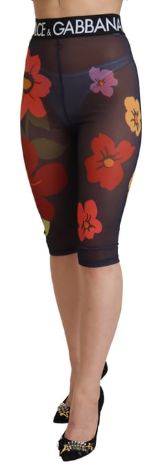 Dolce & Gabbana Florale Netz-Leggings, cropped - Marineblau - Image 2