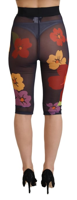 Dolce & Gabbana Florale Netz-Leggings, cropped - Marineblau - Image 3